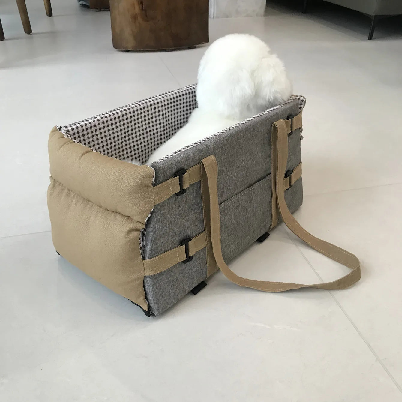 Dog Car Seat & Cat Carrier – Armrest Travel Bag with Safety Tethers Dealprice.co.uk