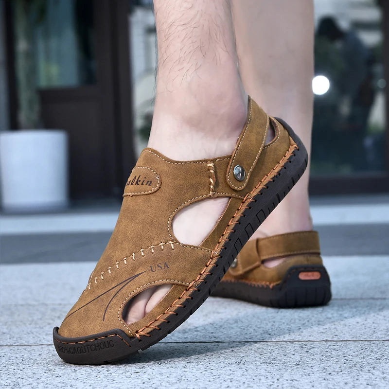 New Handmade Summer Sandals for Men – Breathable Outdoor Leather Shoes