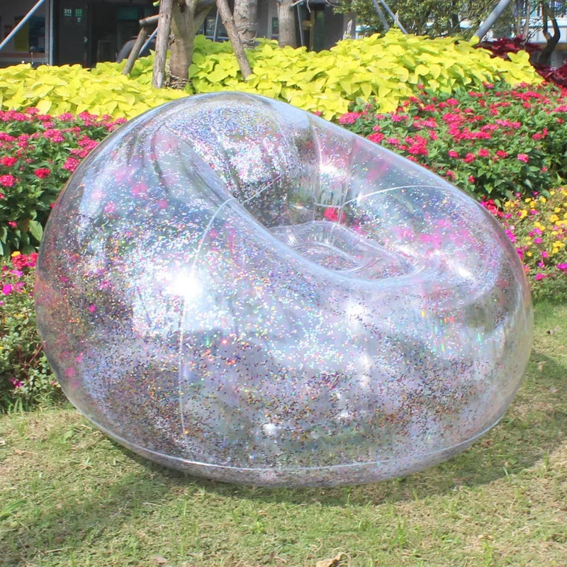 Transparent Sequin Inflatable Lazy Sofa – Stylish & Portable Lounge Chair for Home & Outdoor Use Dealprice.co.uk
