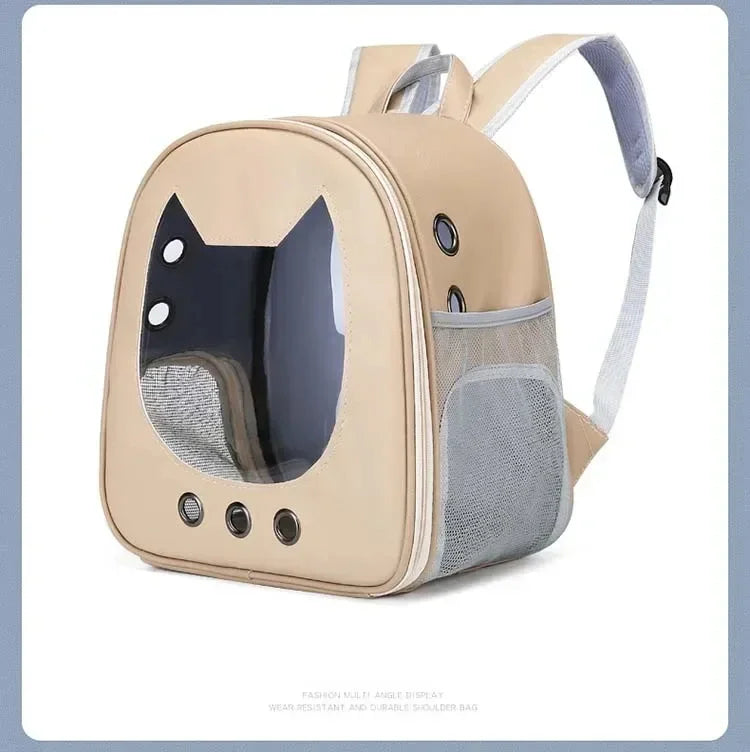 PU Leather Transparent Pet Carrier Backpack – Breathable Travel Bag for Cats & Small Dogs Dealprice.co.uk
