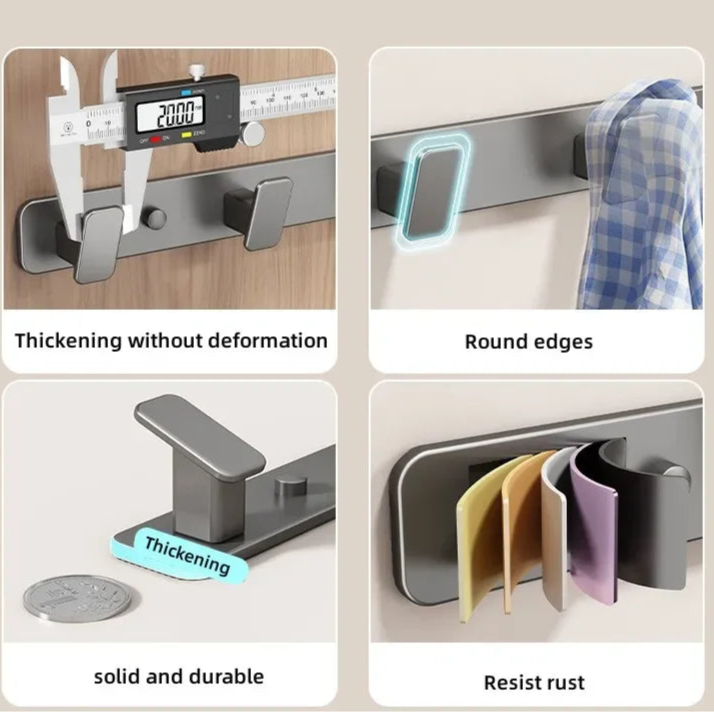Wall-Mounted Aluminium Rack – Ideal for Coats, Hats, Towels, Bags & More