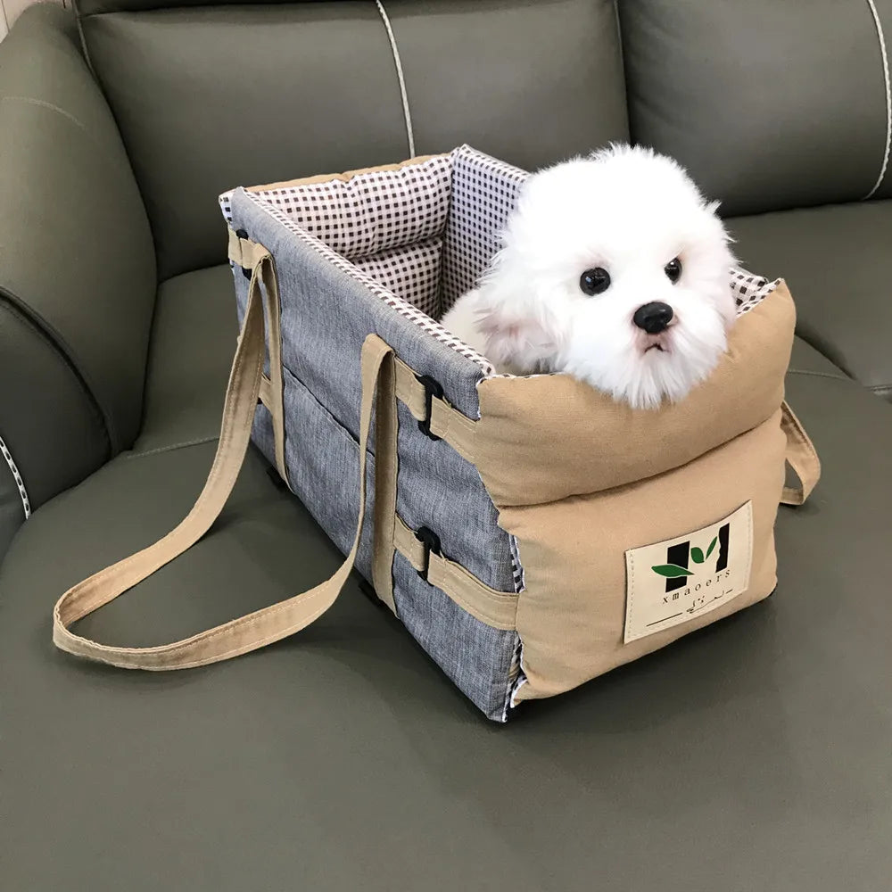 Dog Car Seat & Cat Carrier – Armrest Travel Bag with Safety Tethers Dealprice.co.uk