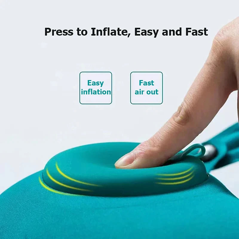 Inflatable Travel Neck Pillow – Portable U-Shaped Press-to-Inflate Pillow