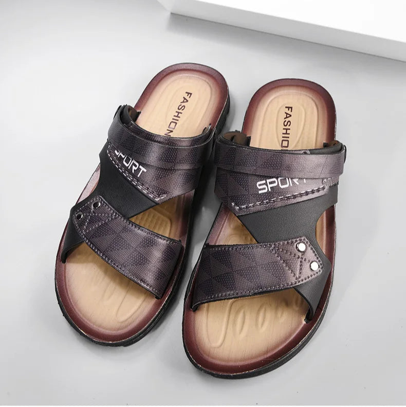 Men’s Summer Slip-On Sandals – Non-Slip Open-Toe Casual Beach Slippers