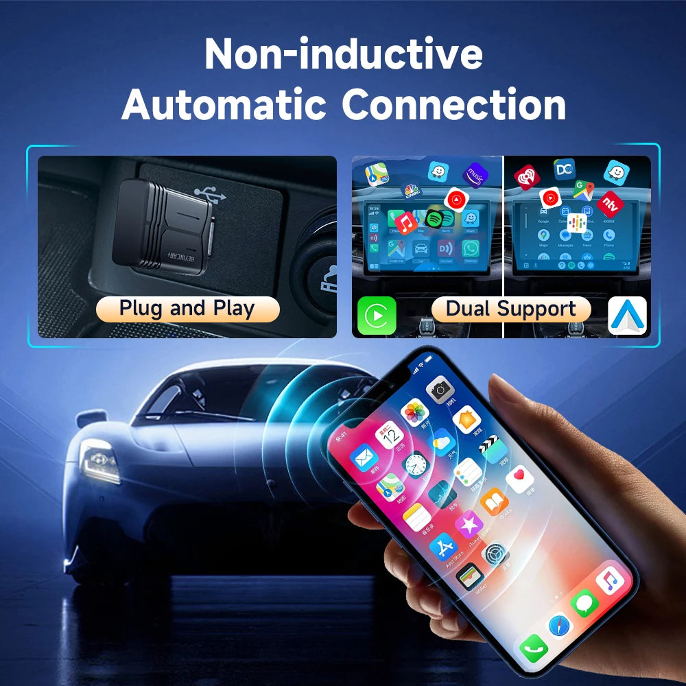 2-in-1 Wireless Car Play & Android Auto Adapter – Smart Dongle for iPhone & Android