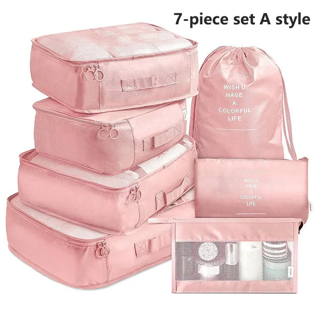 7PCS Travel Organizer Set – Packing Cubes for Clothes, Shoes & Luggage