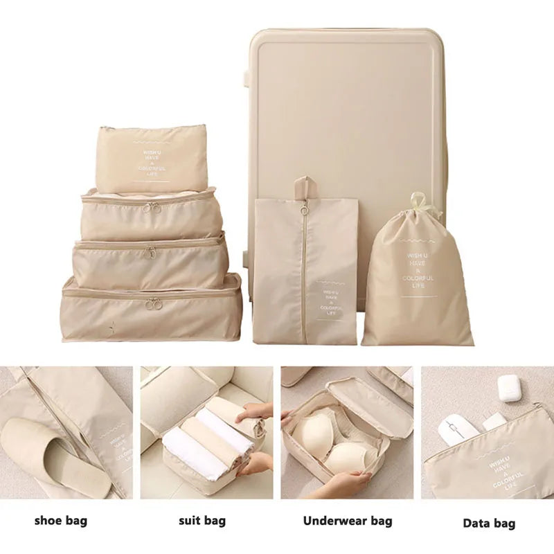 Travel Storage Organizer Set – Packing Cubes for Clothes, Toiletries, Shoes & Dorm Use