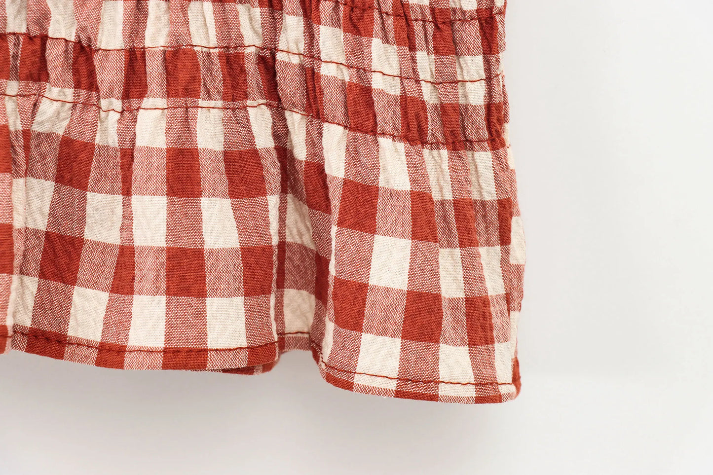 Women’s Summer Plaid Two-Piece Set – Strapless Button Crop Top & A-Line Skirt