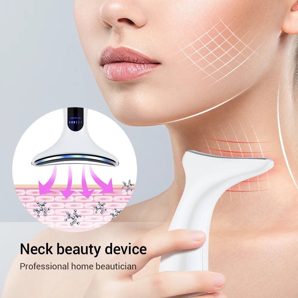Neck & Face Beauty Device – 3-Colour LED Skin Tightening & Wrinkle Remover