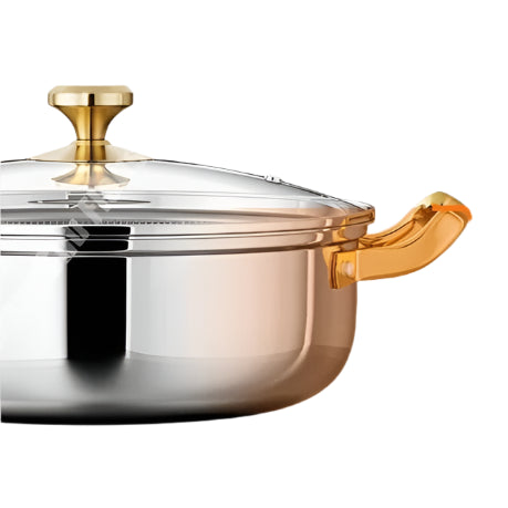 Multi-Layer 410 Stainless Steel Frying Pan with Lid – Fast Heat, All-Hob Ready