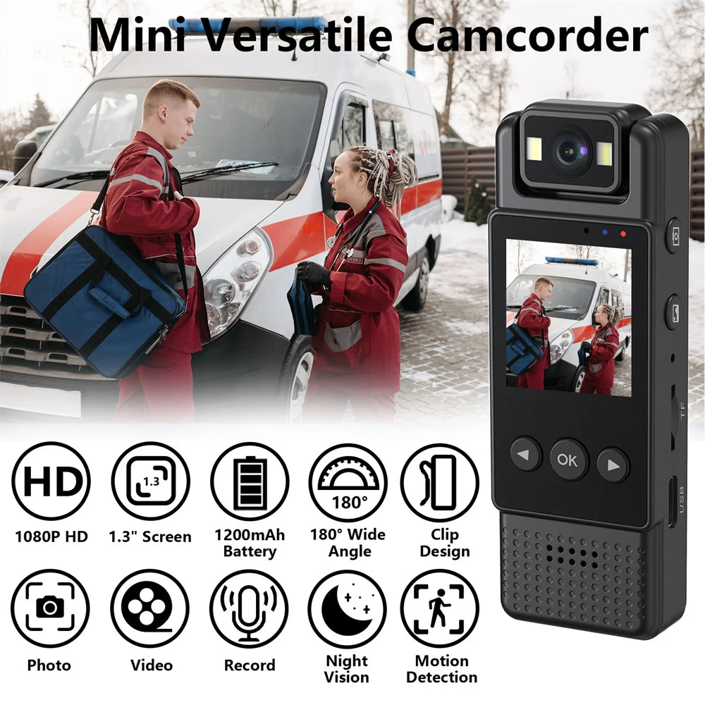 WiFi Mini body Camera – 1080P Portable Body Cam with Night Vision, 180° Rotatable Lens