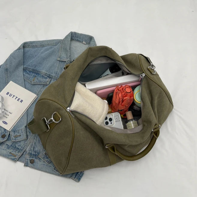 Large Capacity Canvas Travel Duffel – Foldable, Durable & Unisex Shoulder Bag