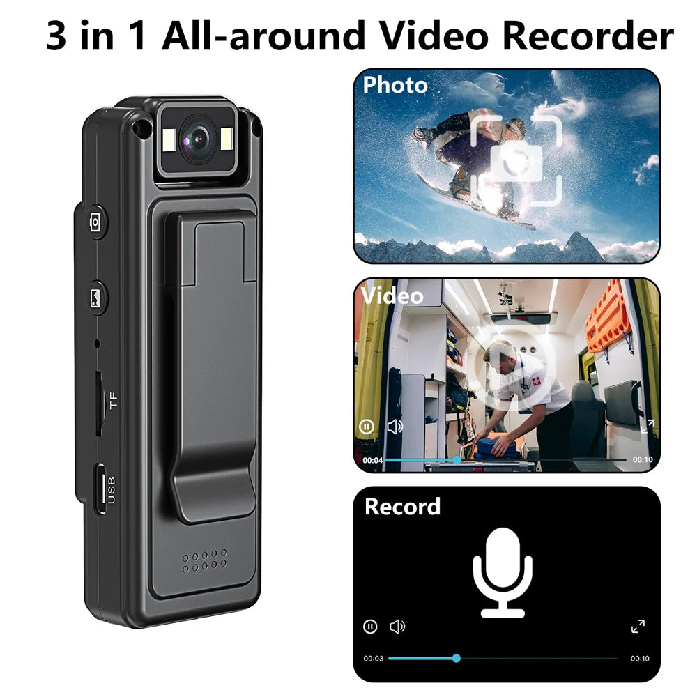 WiFi Mini body Camera – 1080P Portable Body Cam with Night Vision, 180° Rotatable Lens