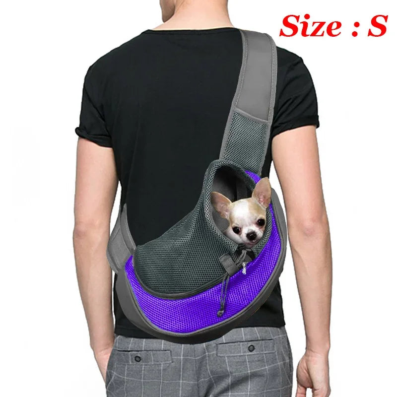 Dog Sling Carrier Backpack – Breathable Mesh Crossbody Bag for Dogs & Cats