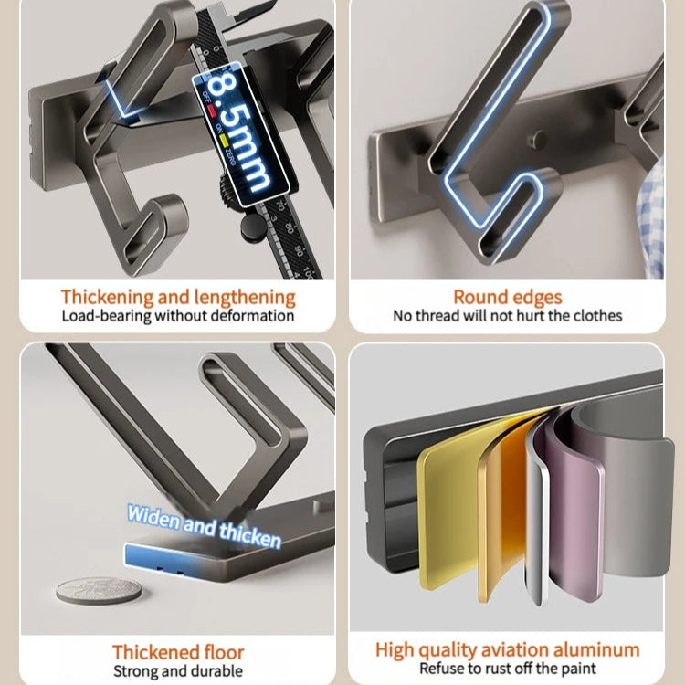 Coat Hook Wall Rack Hanger – Aluminium Wall-Mounted Hook Rail Wall Hooks