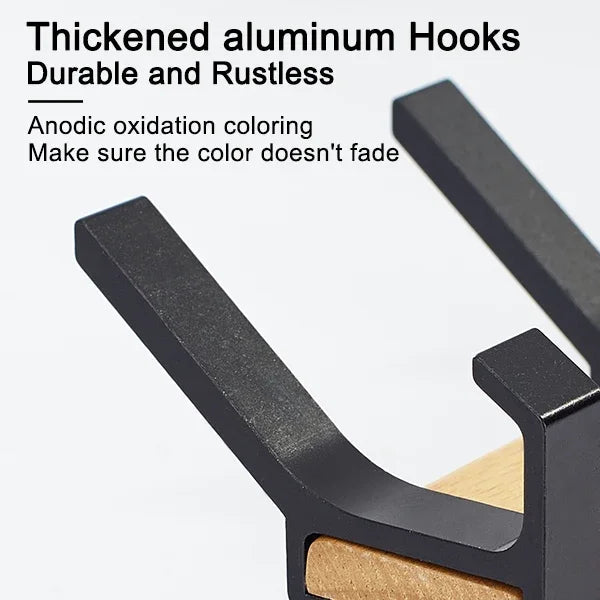 Nordic Wall Mounted Wooden Coat Rack with 5 Movable Hooks Ideal for Coats