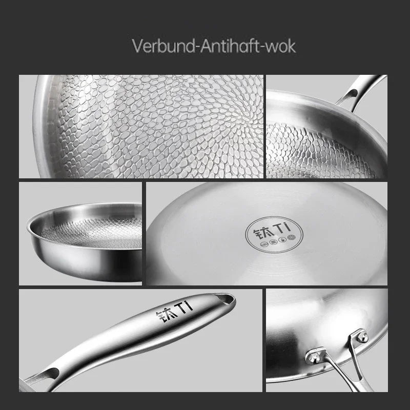 Pure Titanium Non-Stick Frying Pan – Fish Scale Hammer Pattern