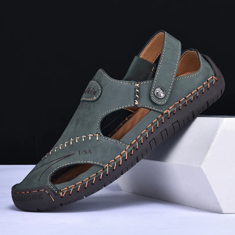 New Handmade Summer Sandals for Men – Breathable Outdoor Leather Shoes