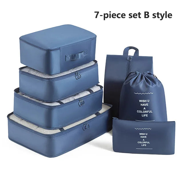 7PCS Travel Organizer Set – Packing Cubes for Clothes, Shoes & Luggage