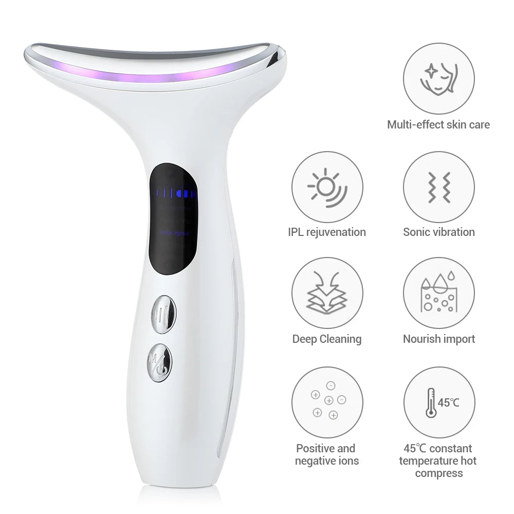 Neck & Face Beauty Device – 3-Colour LED Skin Tightening & Wrinkle Remover