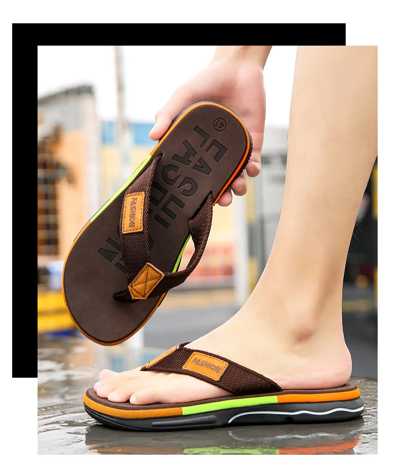 Summer Flip-Flops for Men – Non-Slip Outdoor Beach Slides with Street Style Look