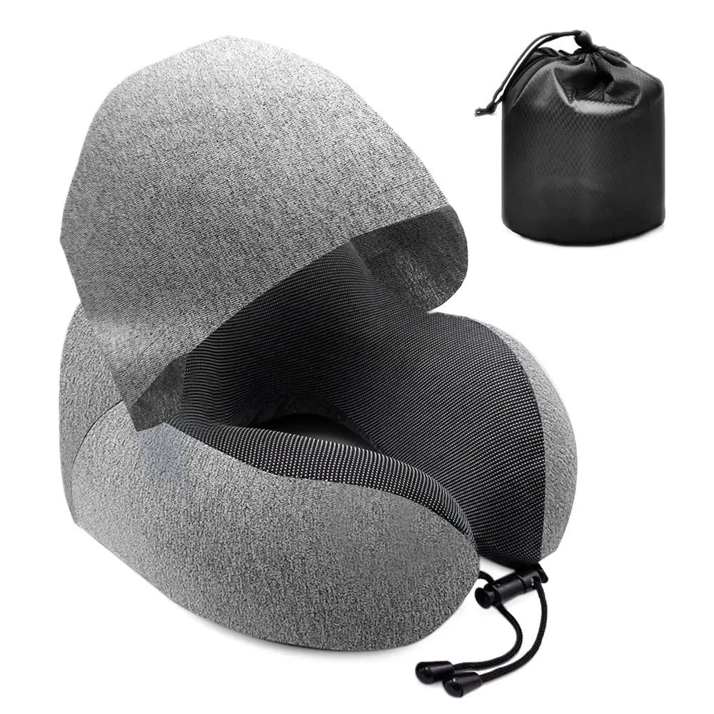 Hooded U-Shaped Travel Pillow – Memory Foam Neck Support for Sleep, Flights & Office