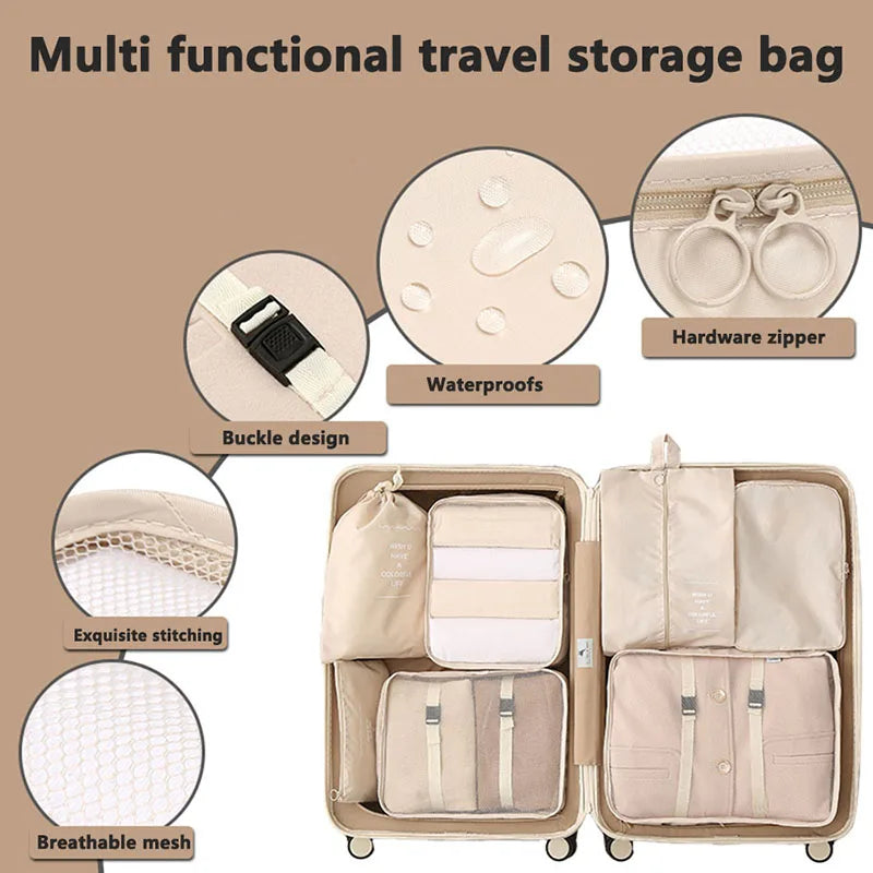 Travel Storage Organizer Set – Packing Cubes for Clothes, Toiletries, Shoes & Dorm Use
