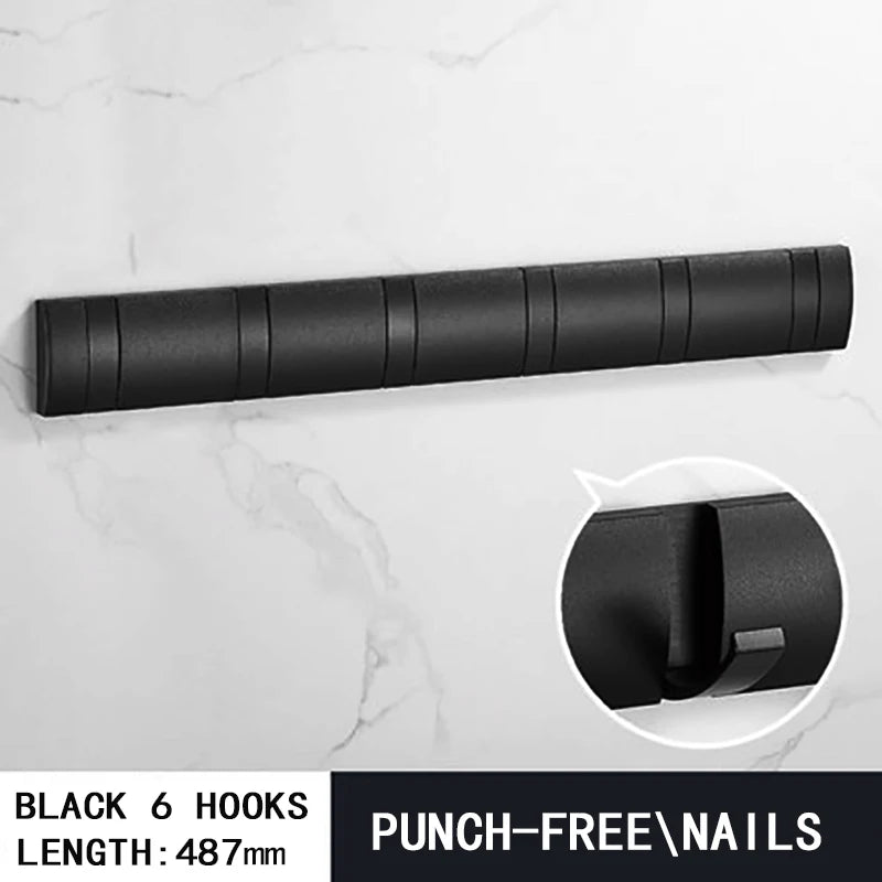 Folding Wall Hook Rack Available in 3 to 5 Hook Options | No-Drill or Screw Mounting