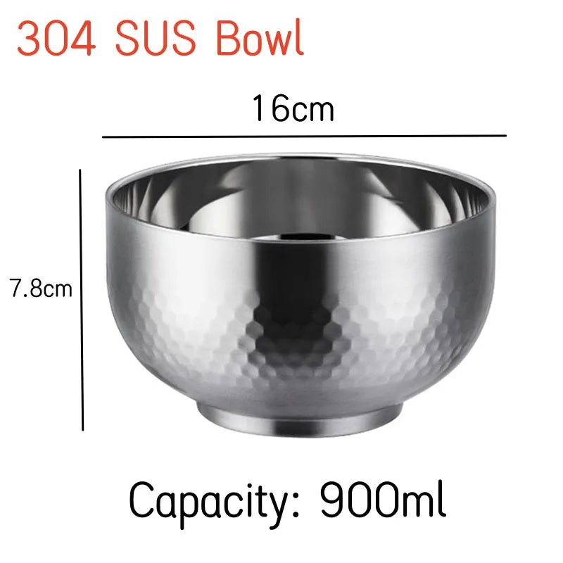 304 Stainless Steel Double-Wall Bowl – Heat-Insulated, Anti-Slip, Built to Last