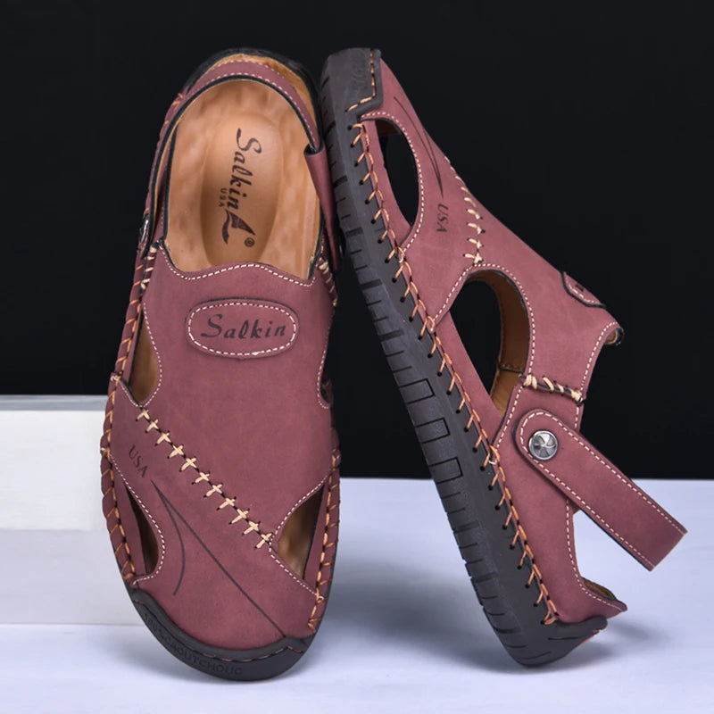 New Handmade Summer Sandals for Men – Breathable Outdoor Leather Shoes