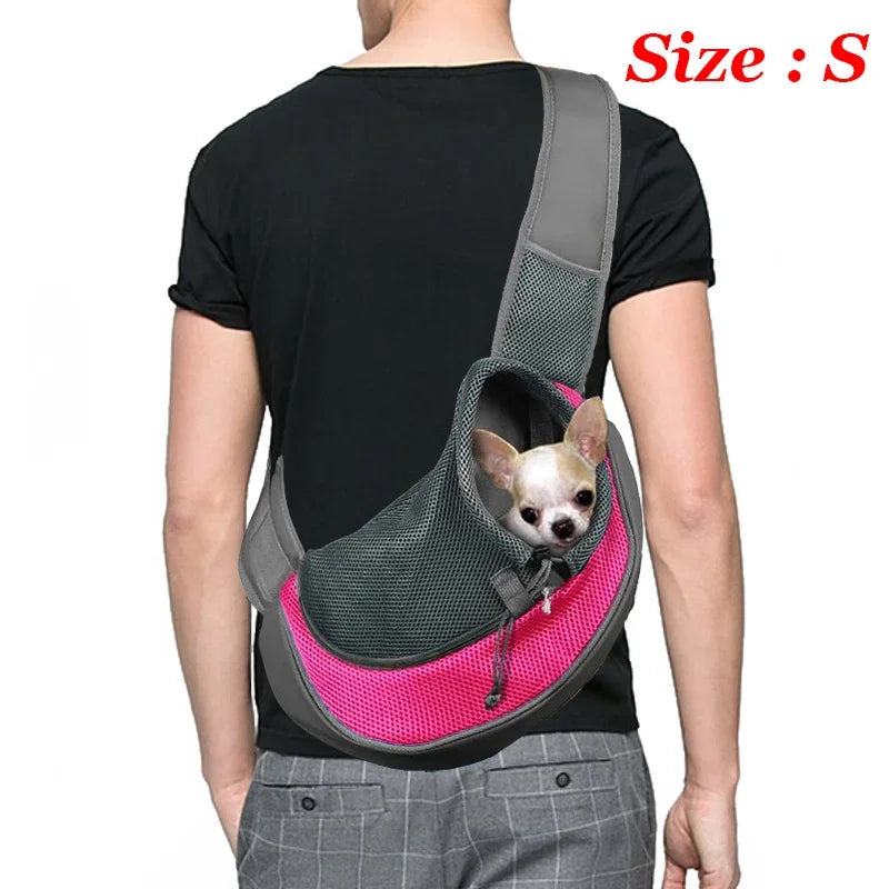 Dog Sling Carrier Backpack – Breathable Mesh Crossbody Bag for Dogs & Cats