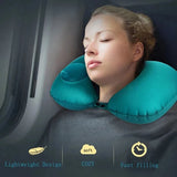 Inflatable Travel Neck Pillow – Portable U-Shaped Press-to-Inflate Pillow
