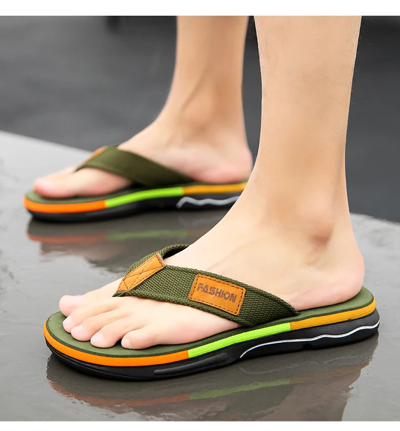 Summer Flip-Flops for Men – Non-Slip Outdoor Beach Slides with Street Style Look