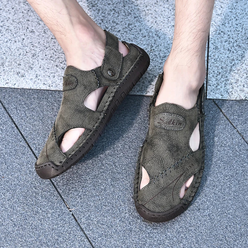 New Handmade Summer Sandals for Men – Breathable Outdoor Leather Shoes