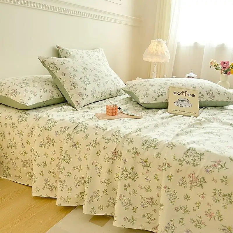 100% Cotton Floral Bed Sheet Set – Ultra Soft Pink/Purple Blossom Print