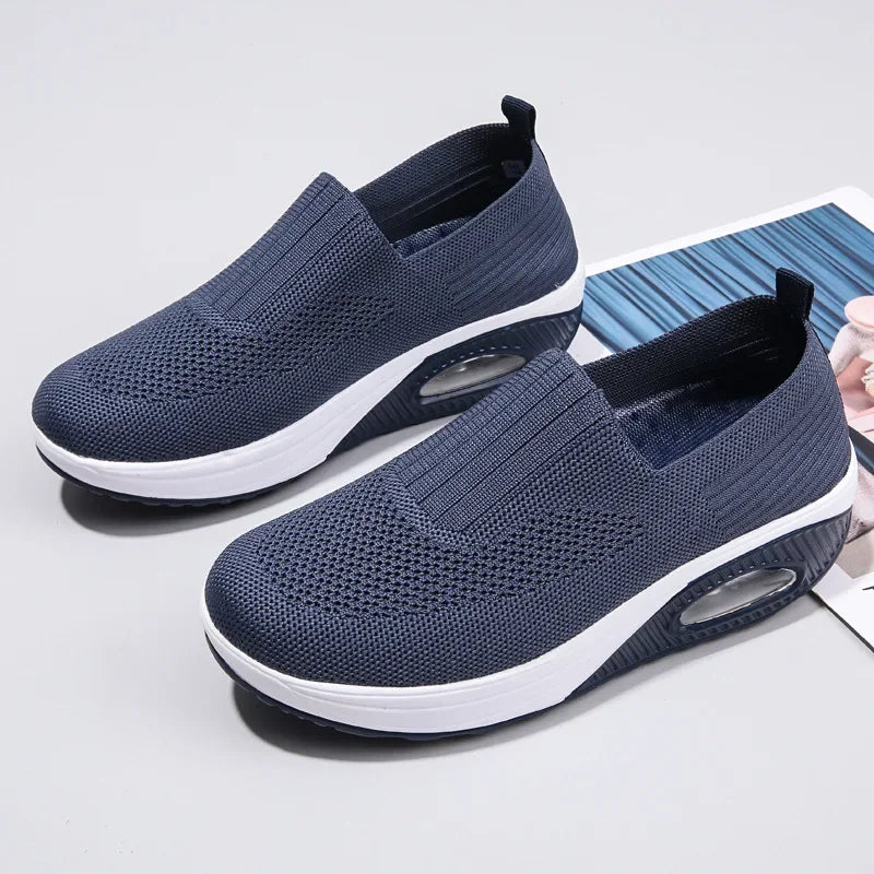 Women's Trainers Slip On Air Cushion Arch Support - Comfort Walking Sneakers