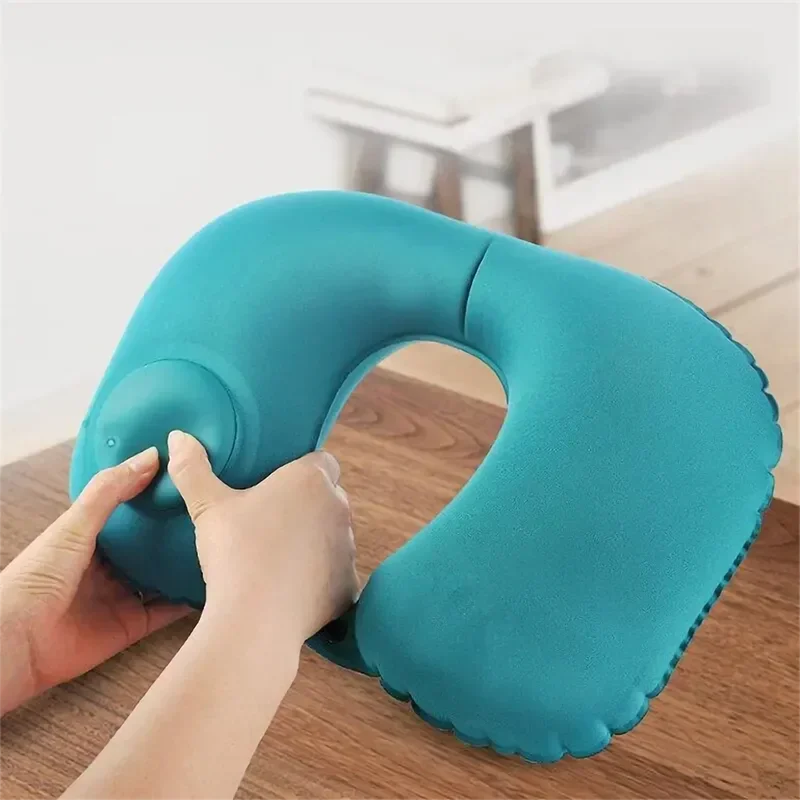Inflatable Travel Neck Pillow – Portable U-Shaped Press-to-Inflate Pillow