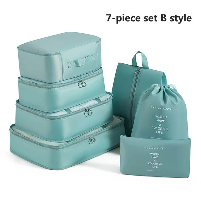 7PCS Travel Organizer Set – Packing Cubes for Clothes, Shoes & Luggage