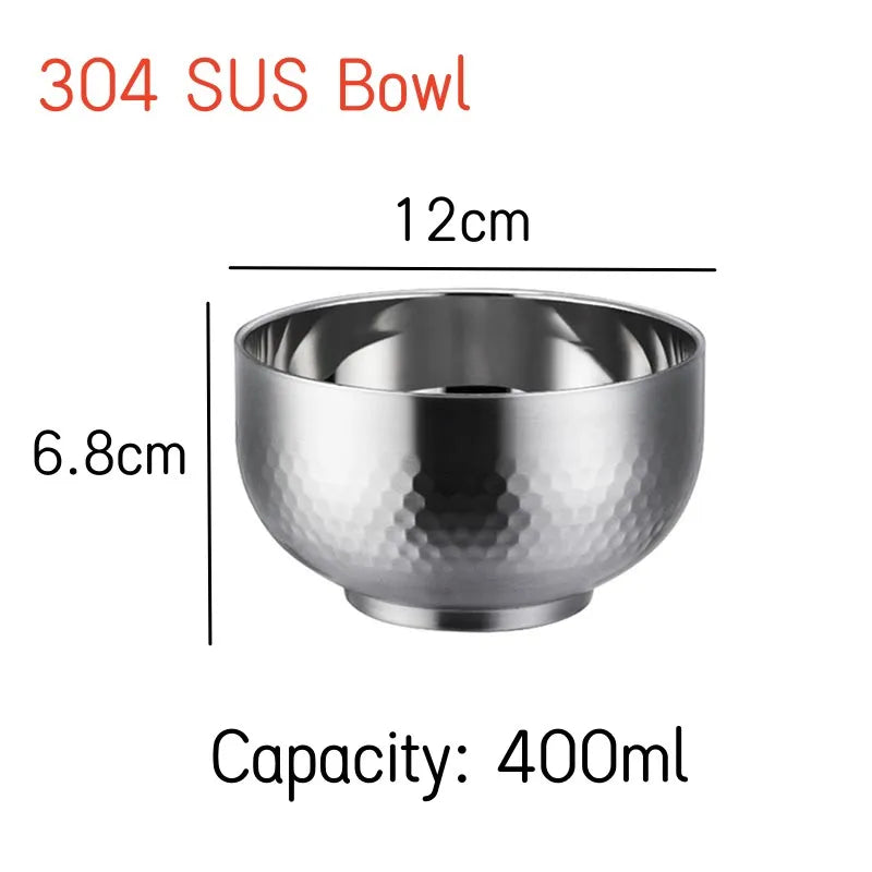 304 Stainless Steel Double-Wall Bowl – Heat-Insulated, Anti-Slip, Built to Last