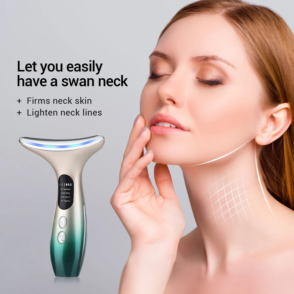 Neck & Face Beauty Device – 3-Colour LED Skin Tightening & Wrinkle Remover