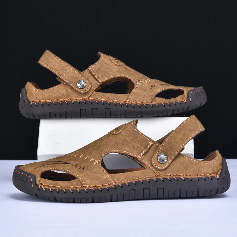 New Handmade Summer Sandals for Men – Breathable Outdoor Leather Shoes