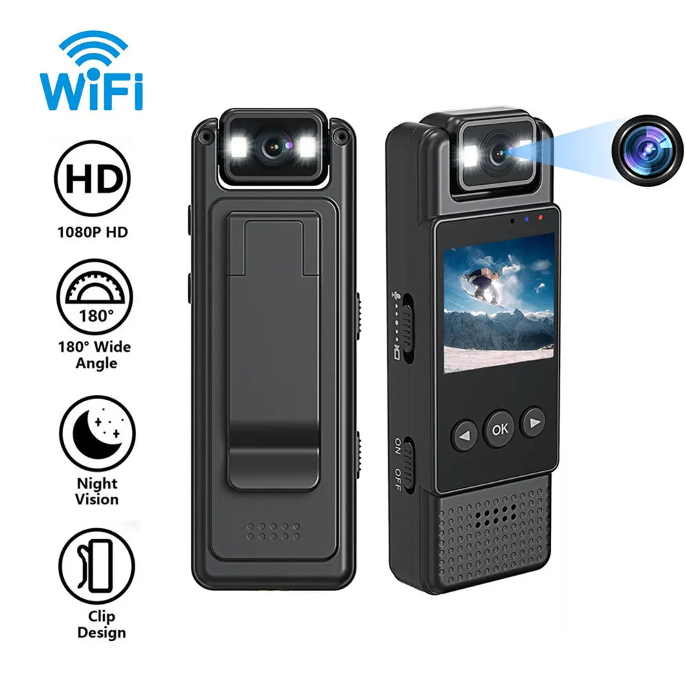 WiFi Mini body Camera – 1080P Portable Body Cam with Night Vision, 180° Rotatable Lens