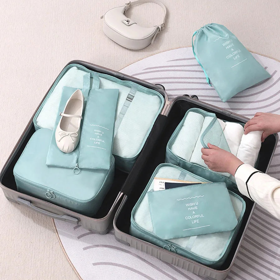 7PCS Travel Organizer Set – Packing Cubes for Clothes, Shoes & Luggage