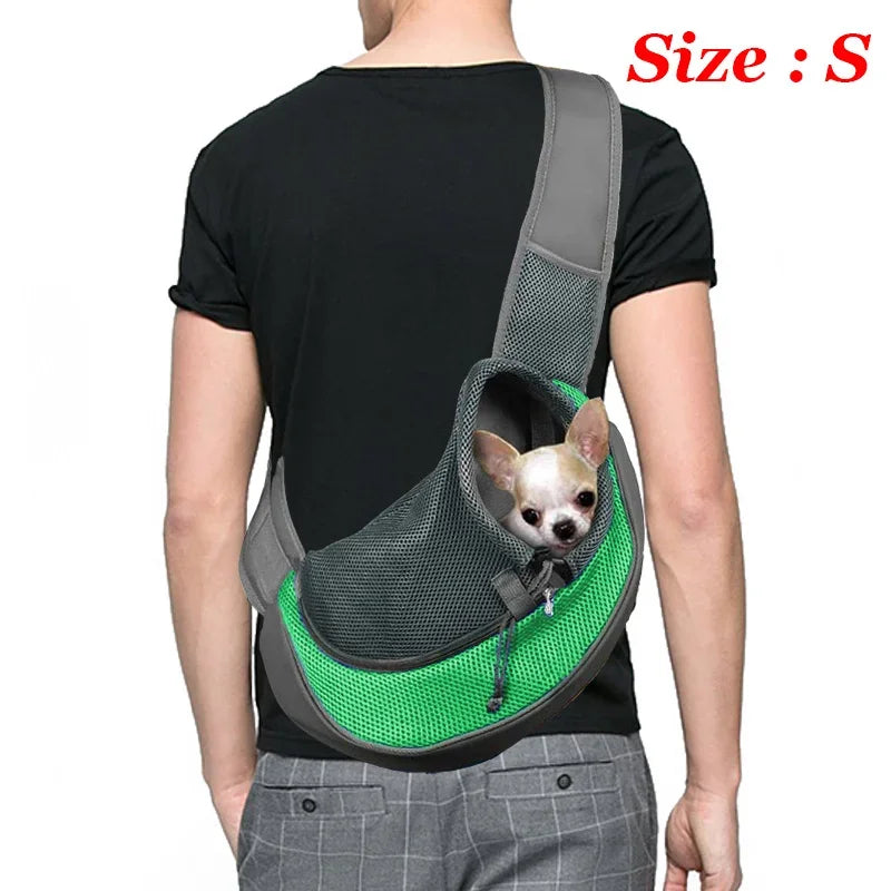 Dog Sling Carrier Backpack – Breathable Mesh Crossbody Bag for Dogs & Cats
