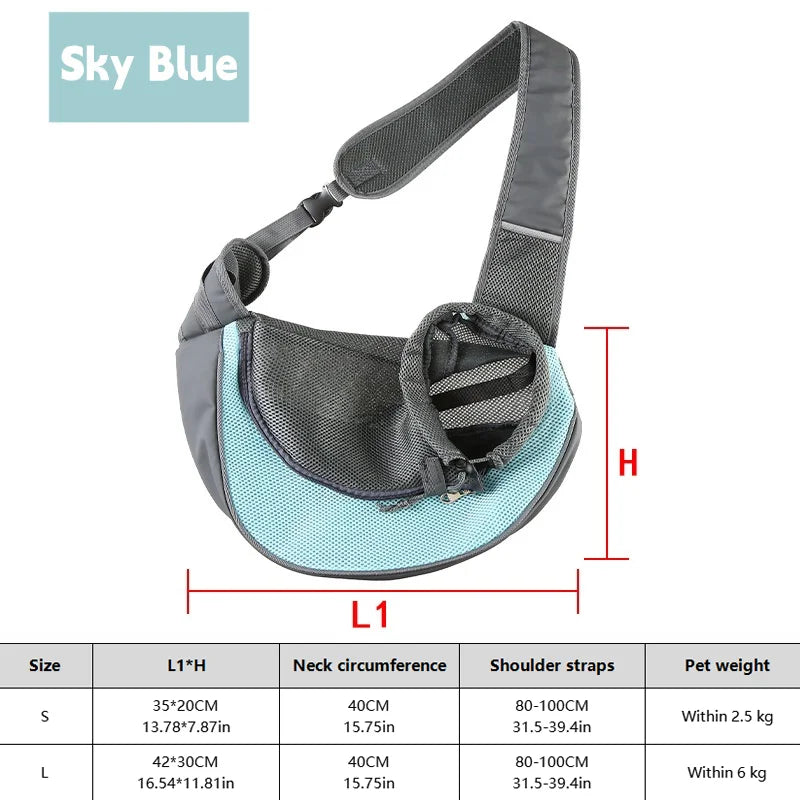 Dog Sling Carrier Backpack – Breathable Mesh Crossbody Bag for Dogs & Cats