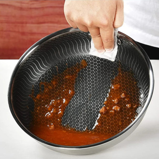 Stainless Steel Non-stick Honeycomb Frying Pan with Lid – Ceramic & Electric, induction
