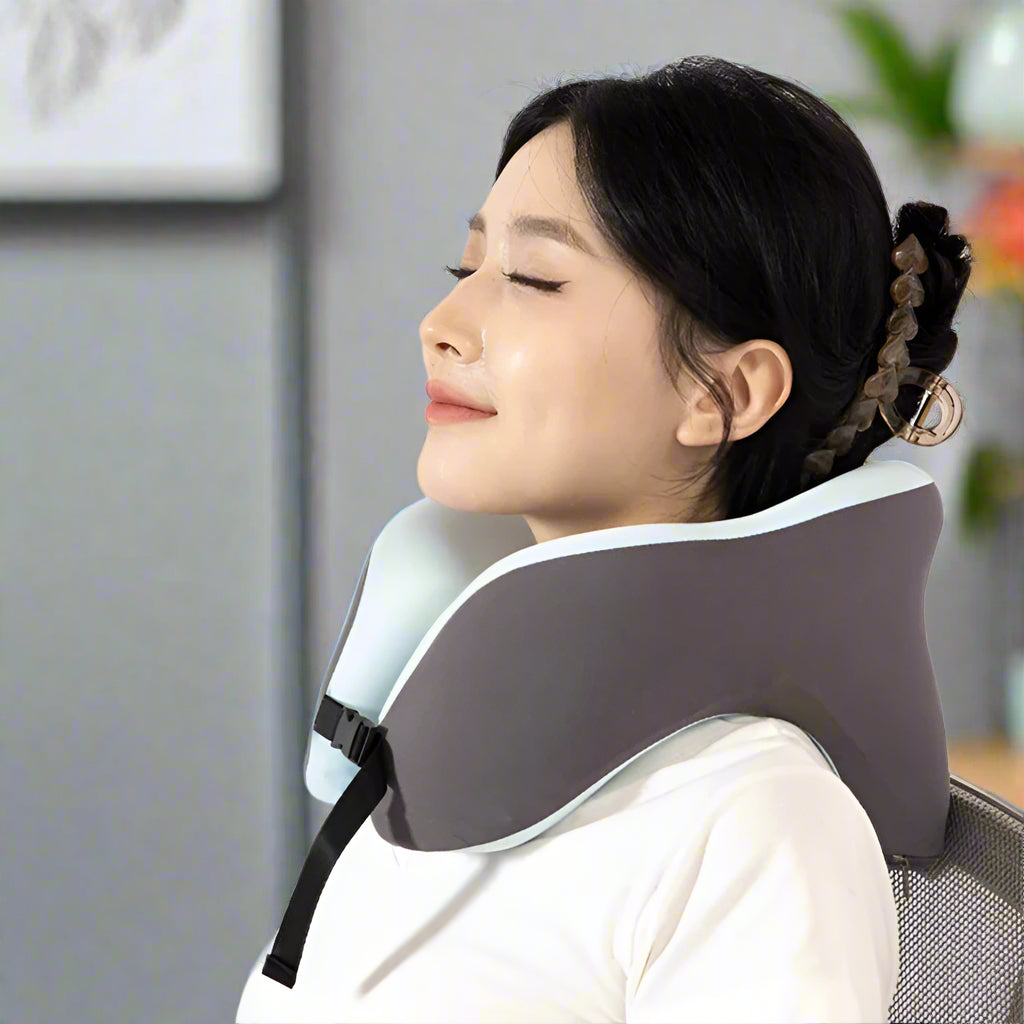 Travel Neck Pillow U-Shaped Snail-Style Memory Foam – Soft Adjustable Support