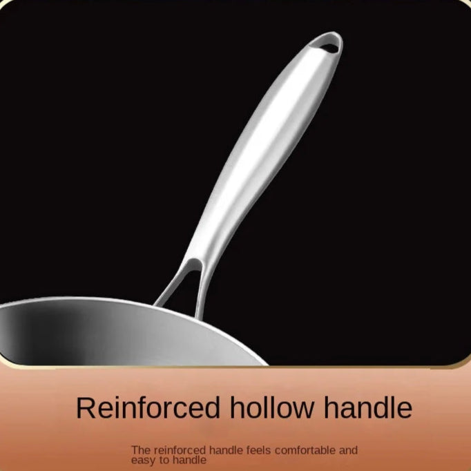 Premium 316 Stainless Steel Frying Pan Wok – Non-Stick, Uncoated, 7-Ply Skillet