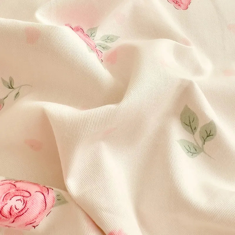 100% Cotton Floral Bed Sheet Set – Ultra Soft Pink/Purple Blossom Print