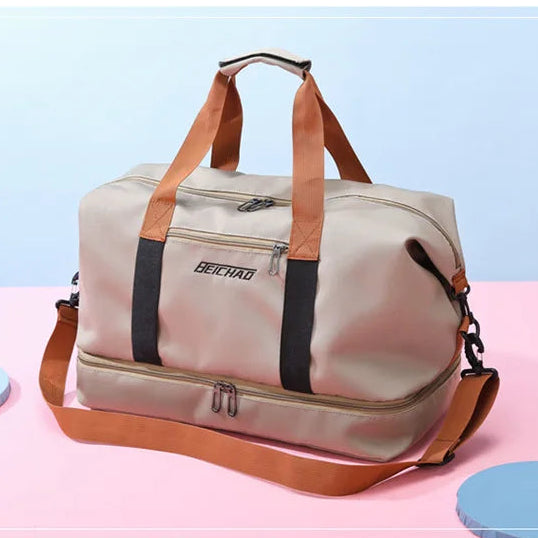 Waterproof Gym Duffle Bag – Dry/Wet Separation, Carry-On Weekender Bag